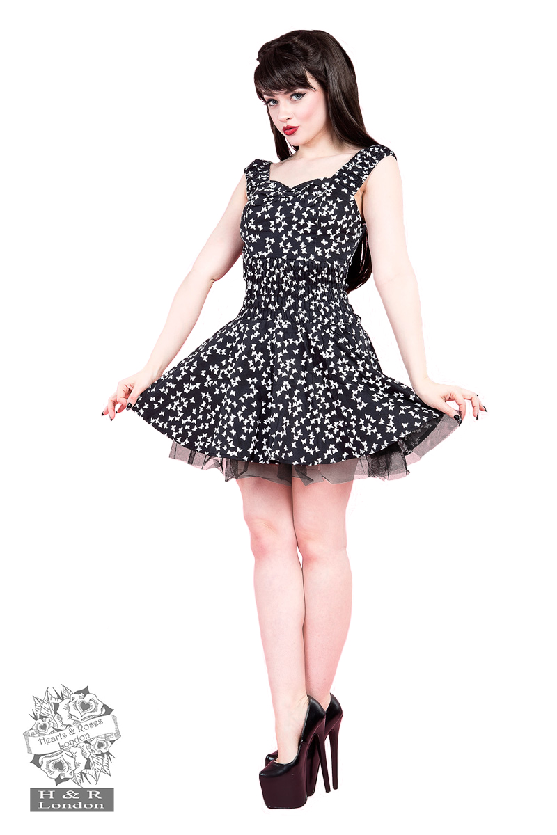 Petite Black Butterfly Mini Dress